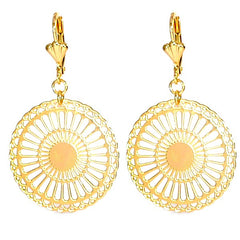 Boucles d'oreilles pour femme - tombante rosace filigrane soleil Boucles d'oreilles plaqué or Bijouxmode