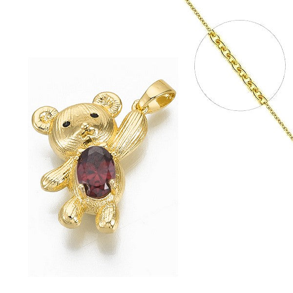 Collier chaine et pendentif zircon cubique nounours Colliers plaqué or Bijouxmode