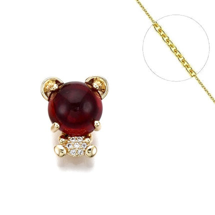 Collier chaine et pendentif ours rouge Colliers plaqué or Bijouxmode