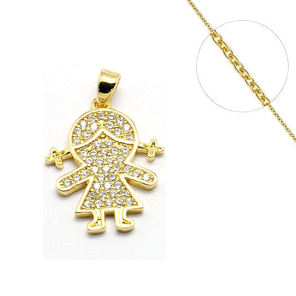 Collier chaine et pendentif zircon cubique petite fille Colliers plaqué or Bijouxmode