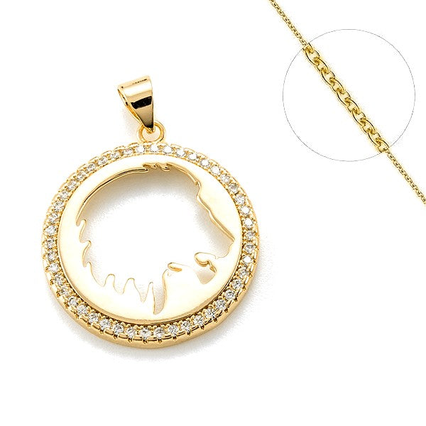 Collier chaine et pendentif zircon cubique ajouré lion Colliers plaqué or Bijouxmode