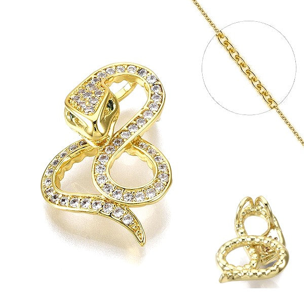 Collier chaine et pendentif zircon cubique serpent 2 Colliers plaqué or Bijouxmode