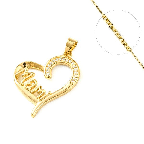 Collier chaine et pendentif zircon cubique coeur Mami Colliers plaqué or Bijouxmode