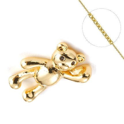 Collier chaine et pendentif zircon cubique ours Colliers plaqué or Bijouxmode
