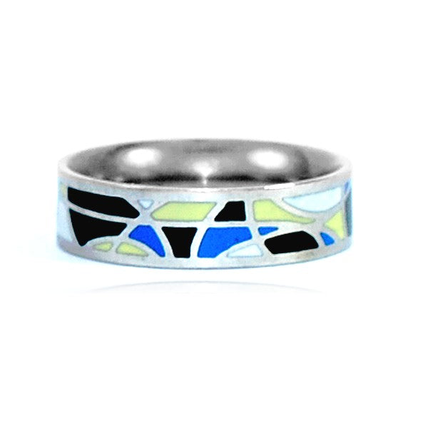 Bague acier inoxydable émail couleur 4