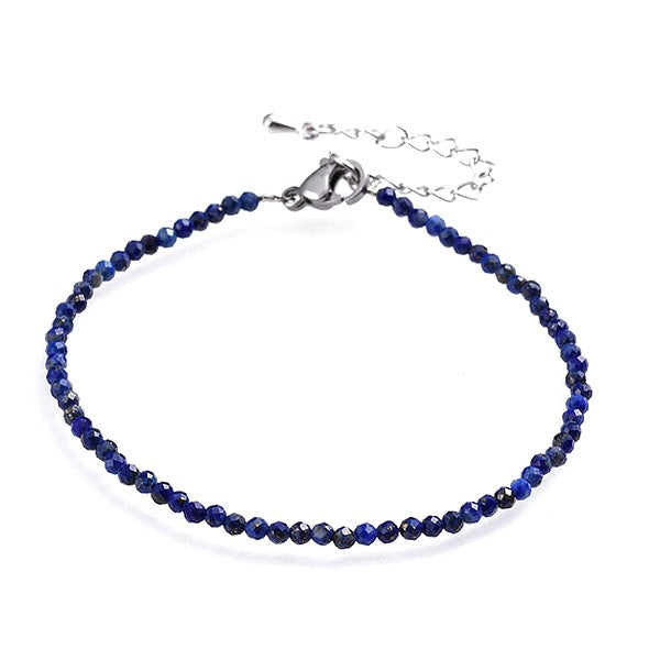 Bracelet acier pierre naturelles lapis lazuli 2 mm