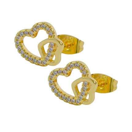 Boucles d'oreilles femme coeurs entrelacés Boucles d'oreilles plaqué or Bijouxmode