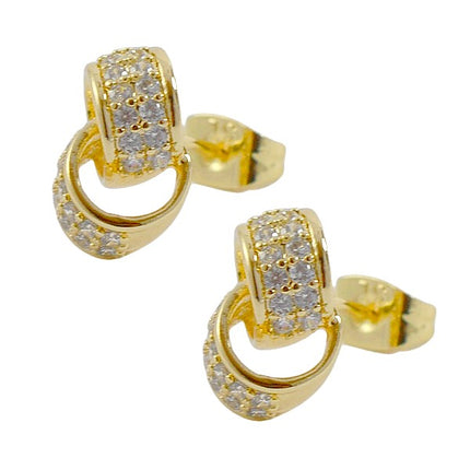 Boucles d'oreilles femme anneaux entrelacés diamants CZ sertis Boucles d'oreilles plaqué or Bijouxmode