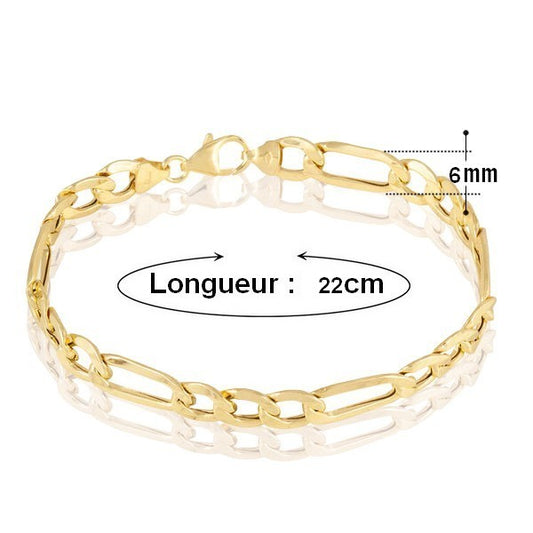 bracelet mixte - Maille figaro - 6 mm / 22 cm