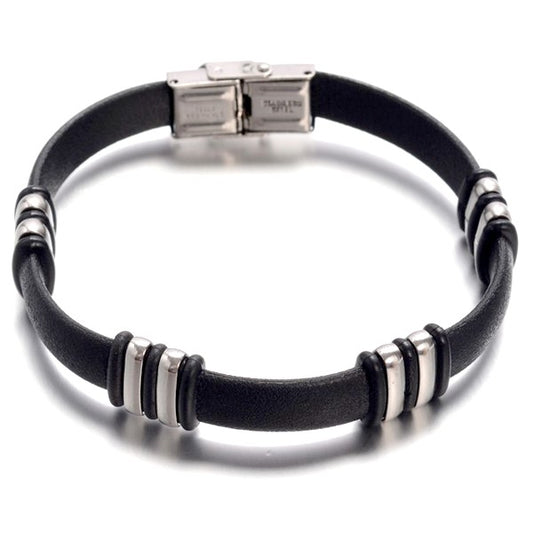 Bracelet cuir acier inoxydable