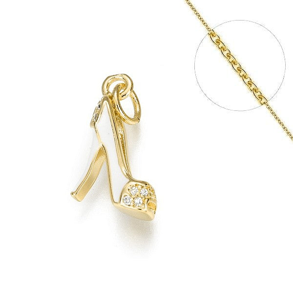 Collier chaîne et pendentif femme 18k chaussure blanche Colliers plaqué or Bijouxmode