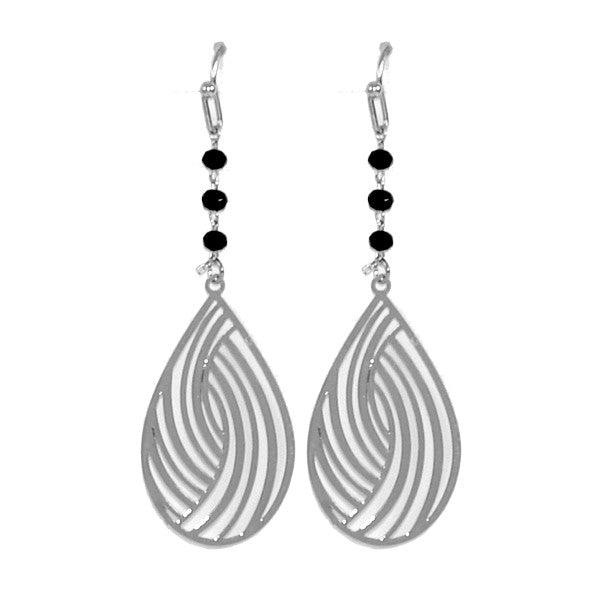 Boucles d'oreilles fantaisie ovale 3 perles argentées