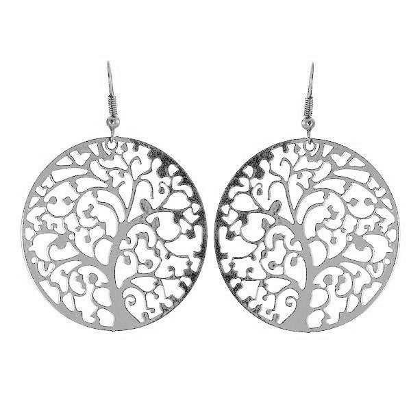 Boucles d'oreilles fantaisie filigrane arbre de vie 2 argentées