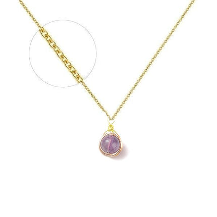 Collier plaqué or pierre naturelle 9 mm améthyste Colliers pierres naturelles Bijouxmode