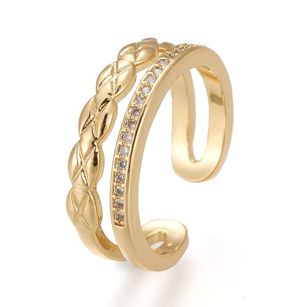 Bague femme réglable double rang 