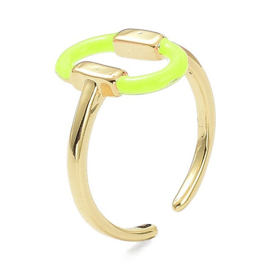 Bague femme réglable émaillé jaune