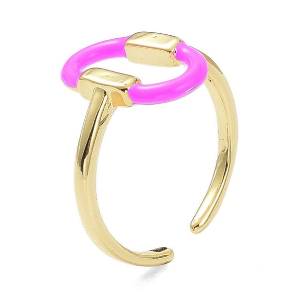 Bague femme réglable émaillé rose