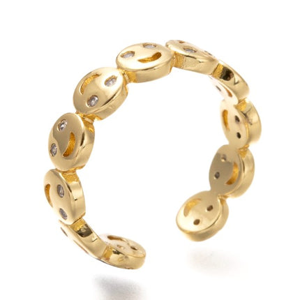 Bague femme réglable smiley Bagues plaqué or Bijouxmode