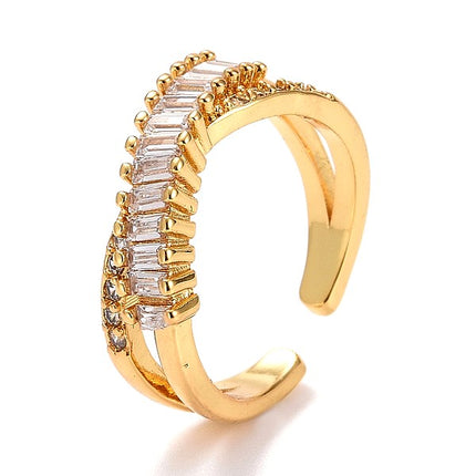 Bague femme réglable zirconium blanc entrecroisé Bagues plaqué or Bijouxmode