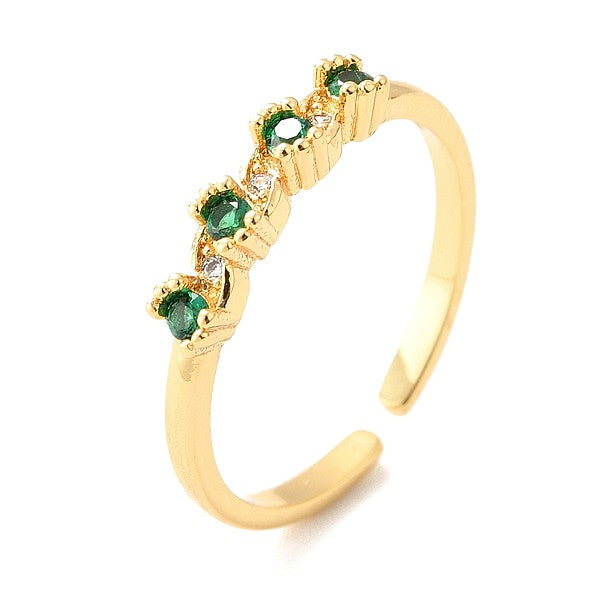 Bague femme réglable zirconium vert rond