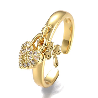 Bague femme réglable breloque coeur Bagues plaqué or Bijouxmode