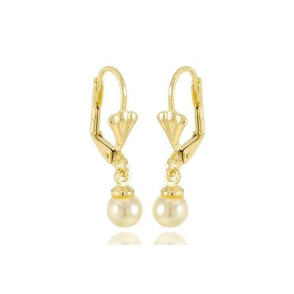 Boucles d'oreilles pour femme - Perles 8 mm tombantes blanche Boucles d'oreilles plaqué or Papybiker66 