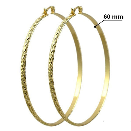 Boucles d'oreilles pour femme - Zig Zag - Créoles 60 mm Boucles d'oreilles plaqué or Bijouxmode