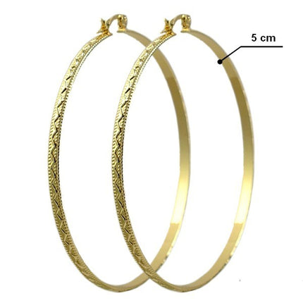Boucles d'oreilles pour femme - Zig Zag - Créoles 50 mm Boucles d'oreilles plaqué or Bijouxmode