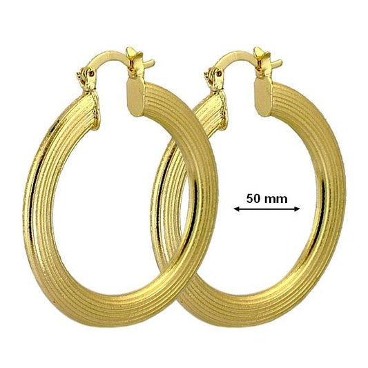 Boucles d'oreilles pour femme - Couleur Or - Créoles 50 mm ciselé