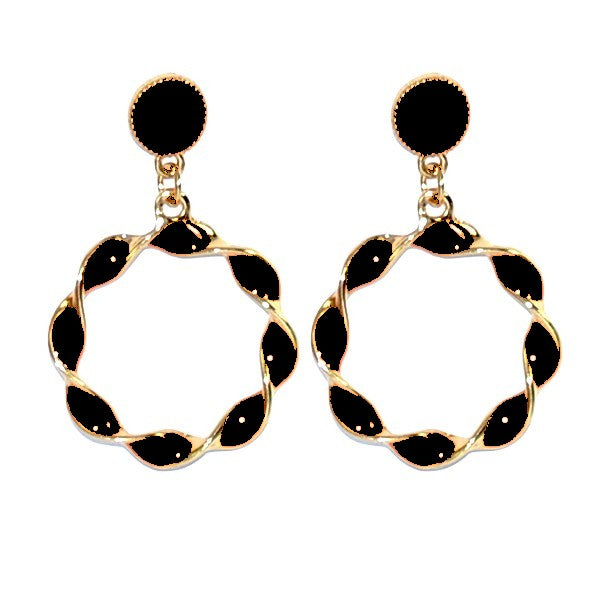 Boucles d'oreilles fantaisie rondes métal noir