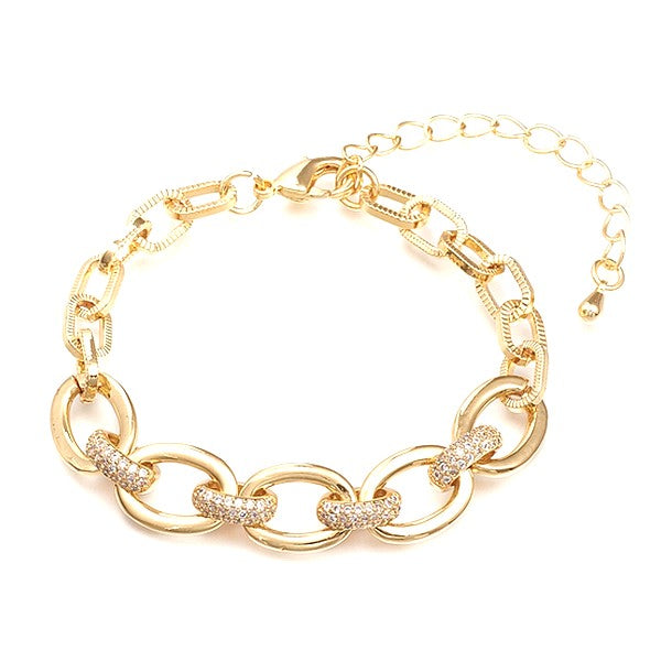 Bracelet souple avec diamant CZ 3773 Bracelets plaqué or Bijouxmode