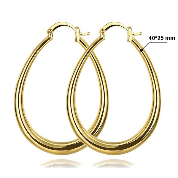 Boucles d'oreilles pour femme - Créoles ovales pendantes 40 * 25 mm