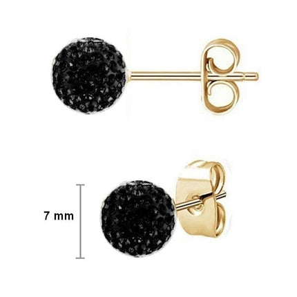 Boucles d'oreilles puce perle noire shamballa Boucles d'oreilles plaqué or Papybiker66 
