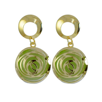 Boucles d'oreilles femme double cercle verte Boucles d'oreilles plaqué or Bijouxmode