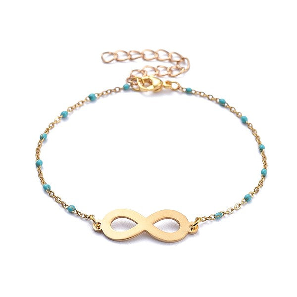 Bracelet acier inoxydable infini chaîne couleur or turquoise