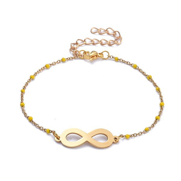 Bracelet acier inoxydable infini chaîne couleur or jaune