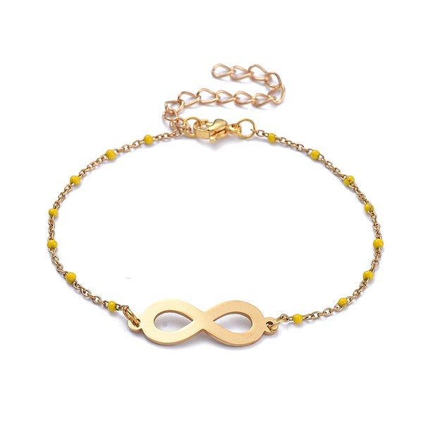 Bracelet acier inoxydable infini chaîne couleur or jaune Bijouxmode