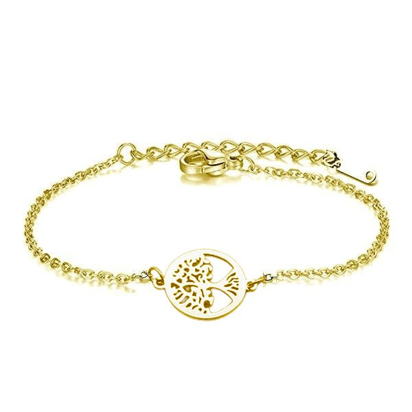 Bracelet acier inoxydable arbre de vie or