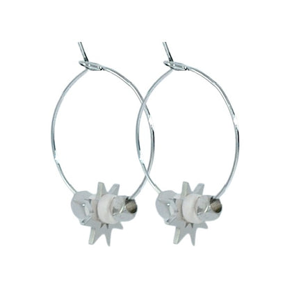 Boucles d'oreilles acier inoxydable Créoles étoile pierre blanche Bijouxmode