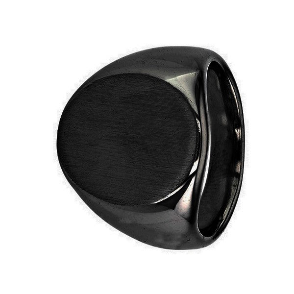 Bague acier inoxydable chevalière noir