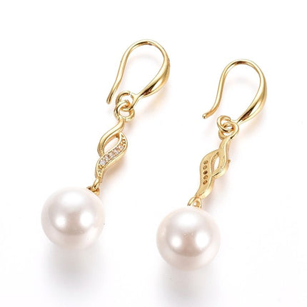 Boucles d'oreilles 18K femme tombante perle nacrée - 45 mm Boucles d'oreilles plaqué or Bijouxmode