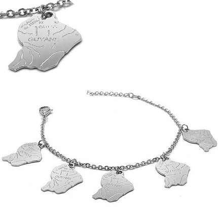 Bracelet pour femme - Acier 316 argenté - Chaine et motifs "Guyane" Bijouxmode
