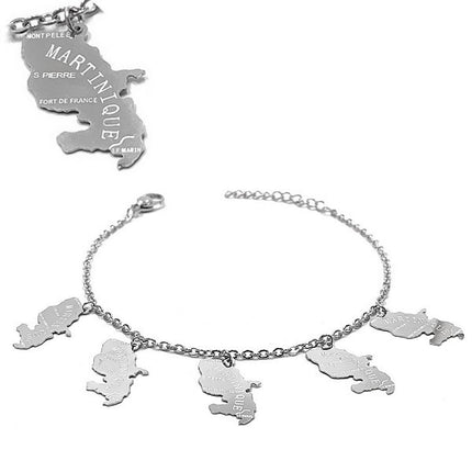 Bracelet pour femme - Acier 316 argenté - Chaine et motifs "La Martinique" Bijouxmode