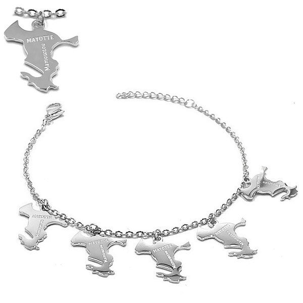 Bracelet pour femme - Acier 316 argenté - Chaine et motifs "Mayotte" Bijouxmode