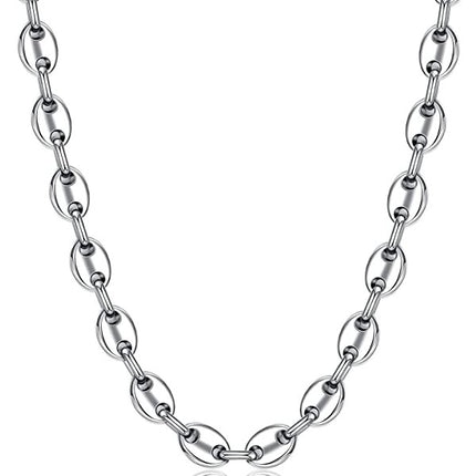 Chaîne collier acier inoxydable grain de café argenté 7 mm Bijouxmode
