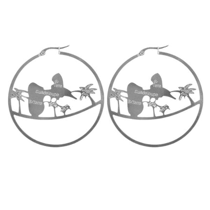 Boucles d'oreille Créoles Guadeloupe acier inoxydable argenté Bijouxmode