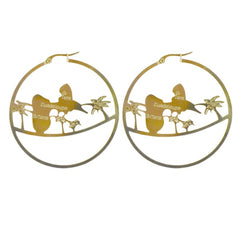 Boucles d'oreille Créoles Guadeloupe acier inoxydable doré Bijouxmode