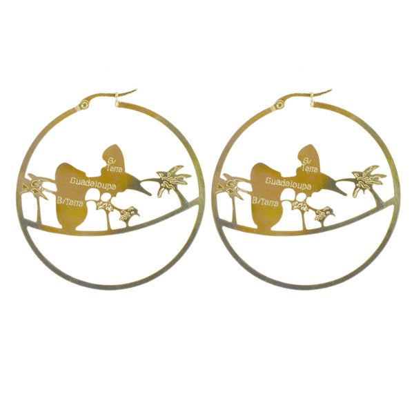 Boucles d'oreille Créoles Guadeloupe acier inoxydable doré Bijouxmode