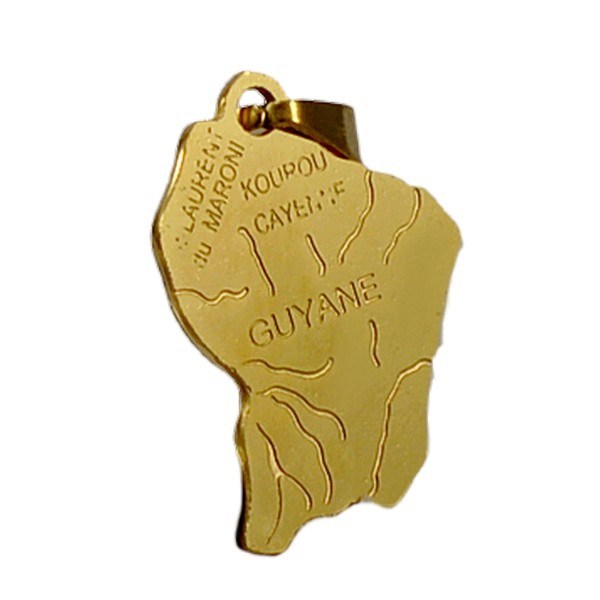 Pendentif Carte Guyane En Or Jaune 18K - 0,35g - Dolly-Bijoux - Neuf Avec étiquettes - Unisexe