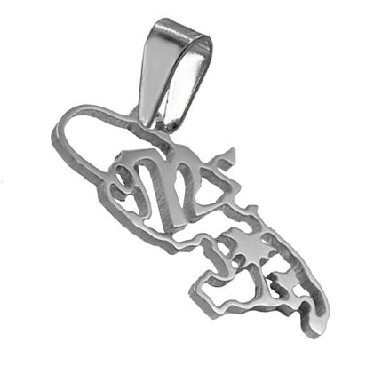 Pendentif mixte - Acier 316 argenté ajouré - 972 Bijouxmode